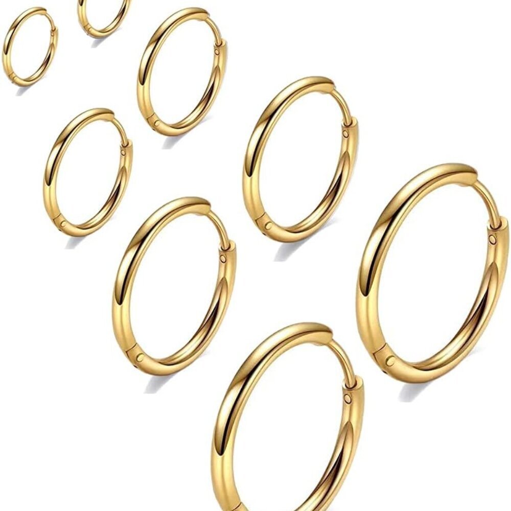 316L Surgical Stainless Steel Huggie Hoop Earrings 6mm 8mm 10mm 11mm 12mm 14mm H